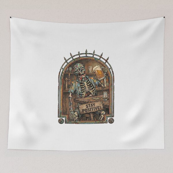 Item preview, Stay Positive Funny Zombie Beer Skeleton Horror Meme designed and sold by Joruproyect.