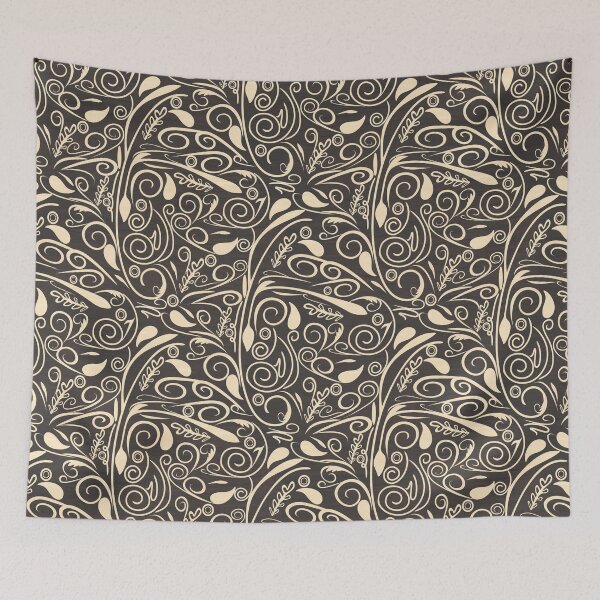 Item preview, Dark Background with Elegant Autumn Fall Leaves Swirls & Flourishes designed and sold by amegaitdesign.
