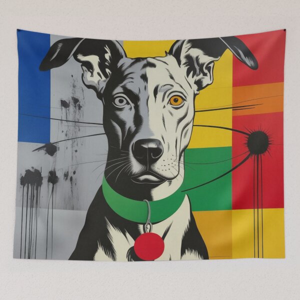 Item preview, Dog in Colorful Cubist Style Painting designed and sold by RAISC.