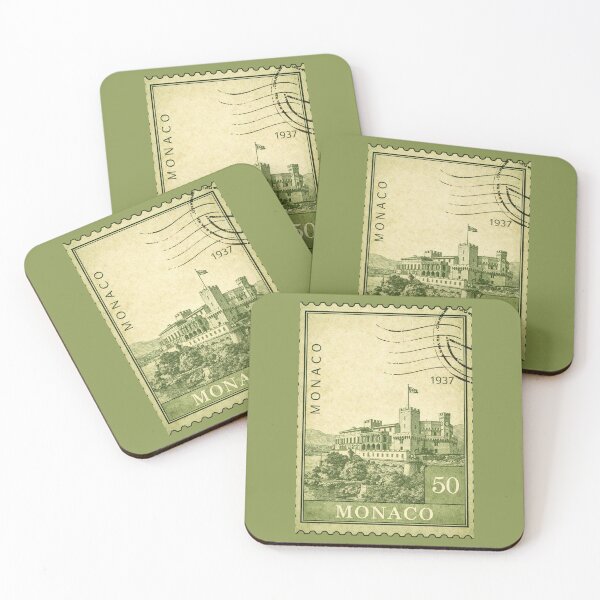 Item preview, Monaco Prince's Palace Vintage Stamp Travel Souvenir Monte Carlo Europe Postcard designed and sold by Annika Shurafa.