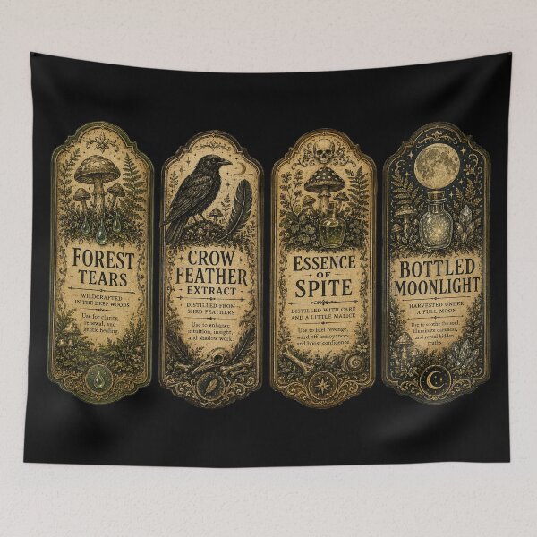 Item preview, Goblincore Apothecary Potion Labels – Vintage Victorian Dark Botanical Art | Witchy Goblincore Gift designed and sold by irfanshikh.