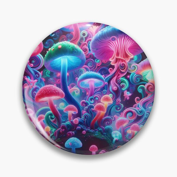 Item preview, Neon Psychedelic Mushrooms - Trippy Glowing Fantasy Forest designed and sold by Sybille-Yates.