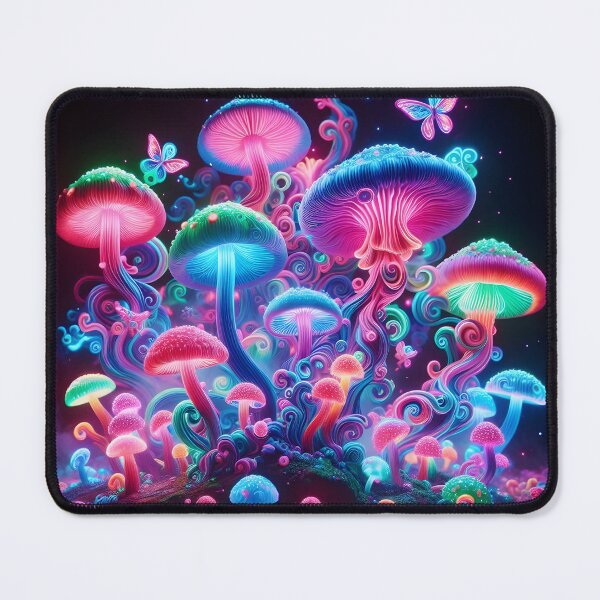 Item preview, Neon Psychedelic Mushrooms - Trippy Glowing Fantasy Forest designed and sold by Sybille-Yates.