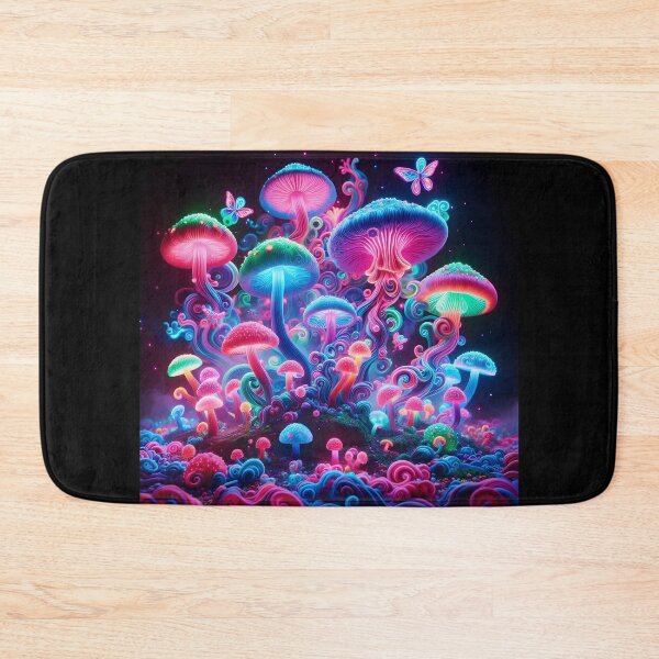 Item preview, Neon Psychedelic Mushrooms - Trippy Glowing Fantasy Forest designed and sold by Sybille-Yates.