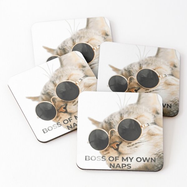 Item preview, Boss Of My Own Naps Funny Cat Sticker - Cool Cat with Sunglasses Art designed and sold by zakman02.