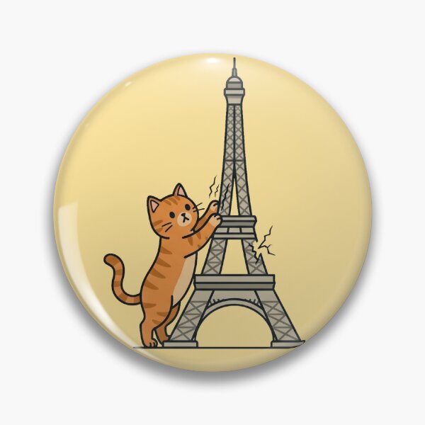 Item preview, Funny Orange Cat Scratching Eiffel Tower Paris  designed and sold by MythoWorldddd.