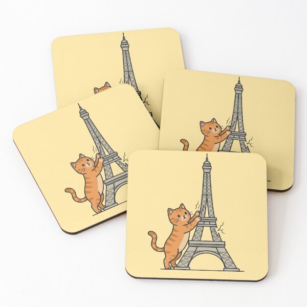 Item preview, Funny Orange Cat Scratching Eiffel Tower Paris  designed and sold by MythoWorldddd.
