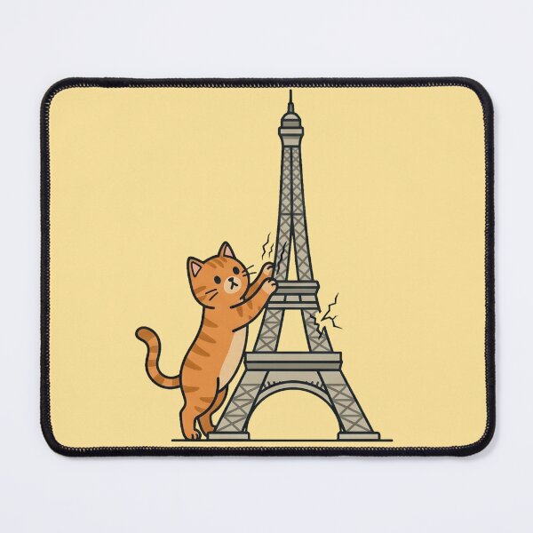 Item preview, Funny Orange Cat Scratching Eiffel Tower Paris  designed and sold by MythoWorldddd.