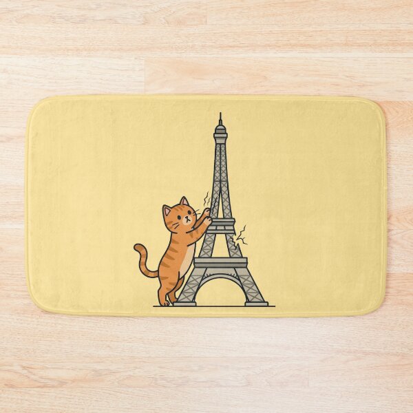 Item preview, Funny Orange Cat Scratching Eiffel Tower Paris  designed and sold by MythoWorldddd.