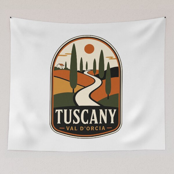 Item preview, Tuscany Vintage Travel Badge T-Shirt - Val d'Orcia Italian Countryside designed and sold by Lyfeinsights.