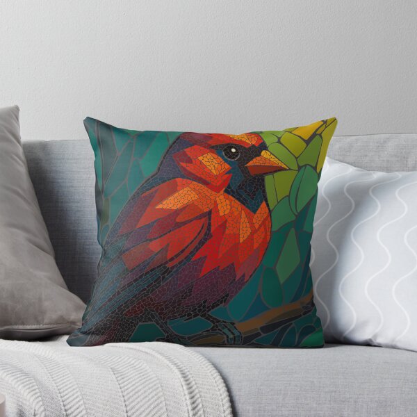 Item preview, Crimson Cardinal Mosaic Art – Vibrant Geometric Bird Illustration designed and sold by SandersonStudio.