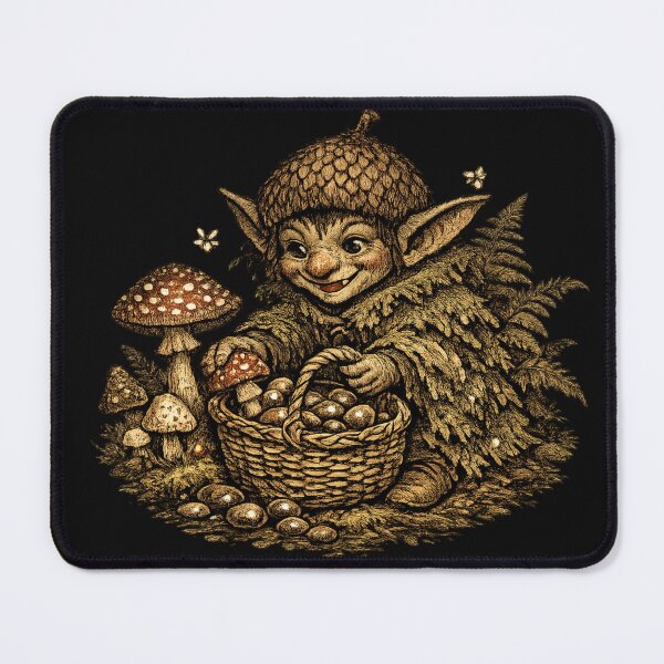 Item preview, Goblincore Mushroom Collector – Whimsical Forest Goblin Storybook Art | Cottagecore Dark Nature Gift designed and sold by irfanshikh.