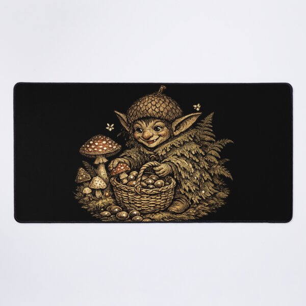 Item preview, Goblincore Mushroom Collector – Whimsical Forest Goblin Storybook Art | Cottagecore Dark Nature Gift designed and sold by irfanshikh.