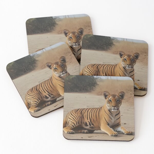 Item preview, Cute Baby Tiger Cub in Desert Safari | Realistic Wildlife Animal Art Sticker designed and sold by Bhaskar Digital Art.
