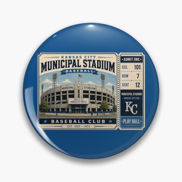Artikelvorschau, Vintage-Ticketplakat des Kansas City Municipal Stadium, Retro-Baseballstadion-Kunst, klassische KC-Stadionfassade entworfen und verkauft von GhostDawgs.