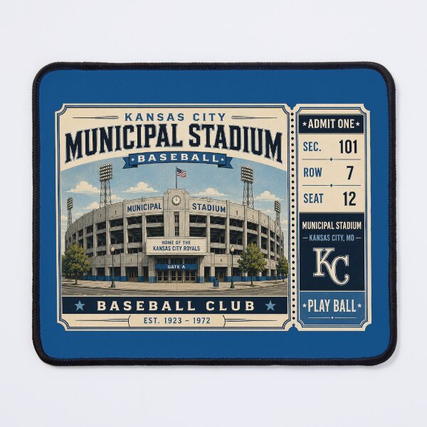 Item preview, Kansas City Municipal Stadium Vintage Ticket Poster Retro Baseball Stadium Art Classic KC Ballpark Exterior designed and sold by GhostDawgs.