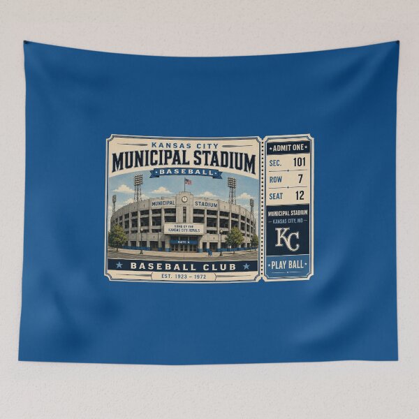 Item preview, Kansas City Municipal Stadium Vintage Ticket Poster Retro Baseball Stadium Art Classic KC Ballpark Exterior designed and sold by GhostDawgs.