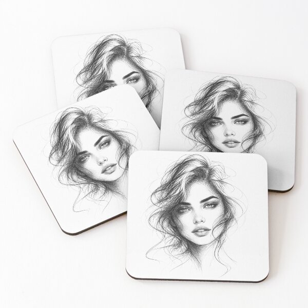 Item preview, Pencil Line Drawing Female Portrait 8 designed and sold by Yontartov.