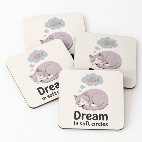 Item preview, Dream in Soft Circles – Minimalist Sleeping Cat Art Print, Floating Fish Dream designed and sold by Montodesign.