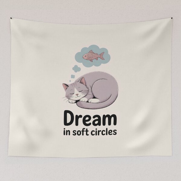 Item preview, Dream in Soft Circles – Minimalist Sleeping Cat Art Print, Floating Fish Dream designed and sold by Montodesign.