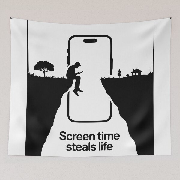 Item preview, Screen Time Steals Life Digital Wellness Art Print designed and sold by cabana.space.