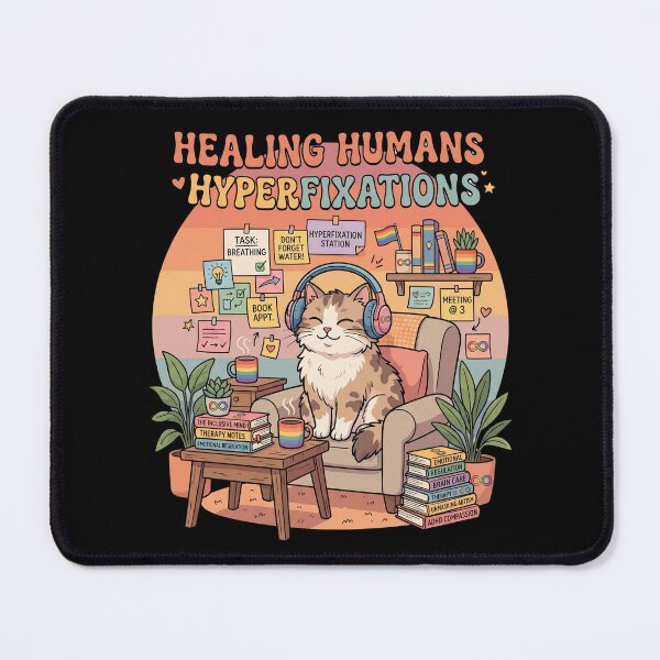 Item preview, Funny Cat LGBTQ Neurodivergent Therapist Design ADHD Autism Friendly Healing Humans Hyperfixations Gift designed and sold by Im-Ara.