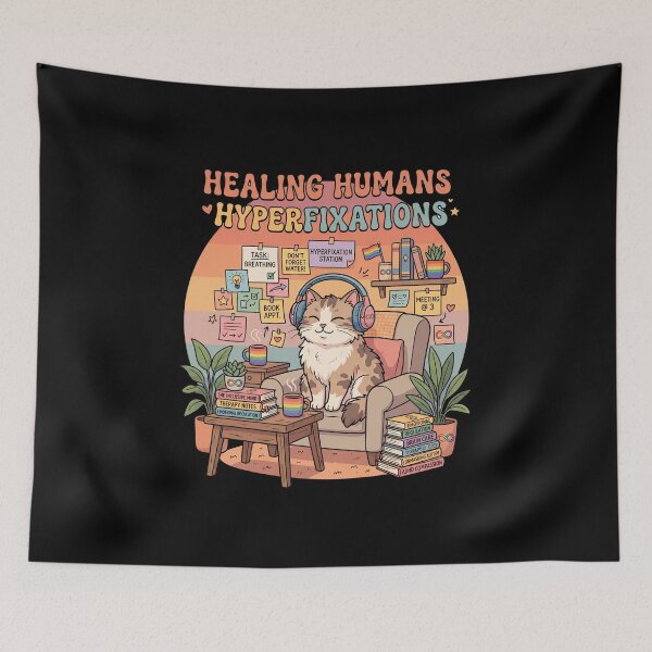 Item preview, Funny Cat LGBTQ Neurodivergent Therapist Design ADHD Autism Friendly Healing Humans Hyperfixations Gift designed and sold by Im-Ara.