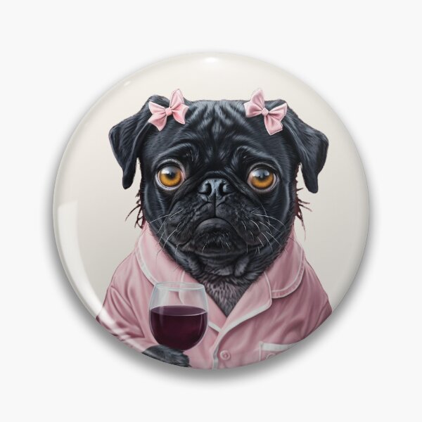 Item preview, Cute Pug Drinking Wine Sticker | Funny Dog Lover Gift | Aesthetic Dog Art designed and sold by The Salted Lime Cape Cod .