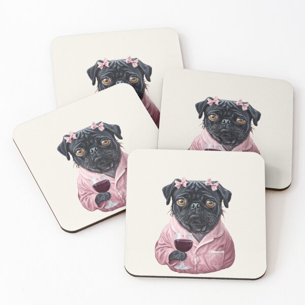 Item preview, Cute Pug Drinking Wine Sticker | Funny Dog Lover Gift | Aesthetic Dog Art designed and sold by The Salted Lime Cape Cod .
