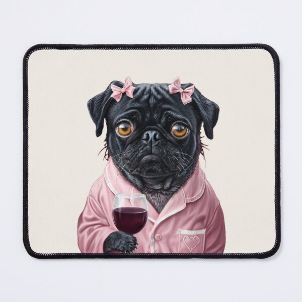 Item preview, Cute Pug Drinking Wine Sticker | Funny Dog Lover Gift | Aesthetic Dog Art designed and sold by The Salted Lime Cape Cod .