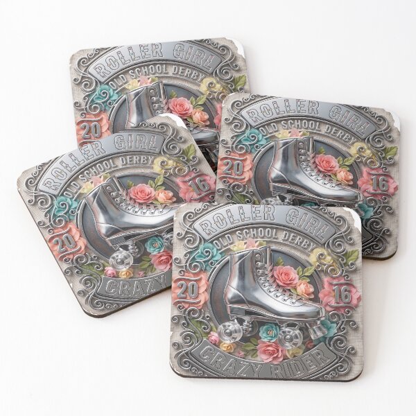 Item preview, Crazy Rider Roller Skate. Vintage 3D Floral Metal Badge designed and sold by 9xgraphics.