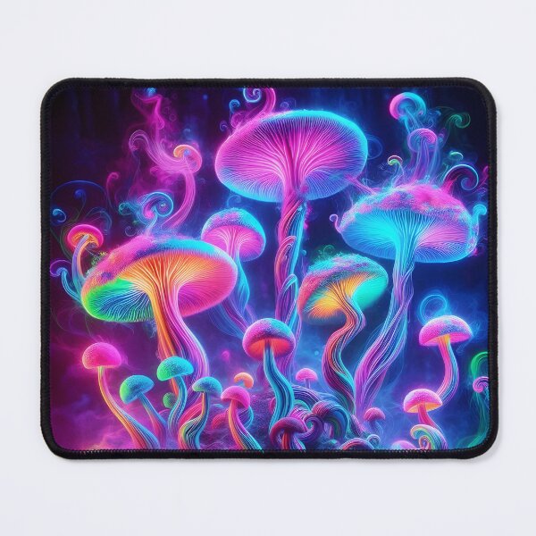 Item preview, Neon Psychedelic Mushrooms - Trippy Glowing Fantasy Forest designed and sold by Sybille-Yates.