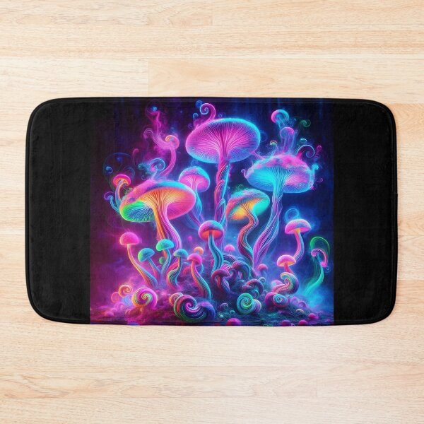 Item preview, Neon Psychedelic Mushrooms - Trippy Glowing Fantasy Forest designed and sold by Sybille-Yates.