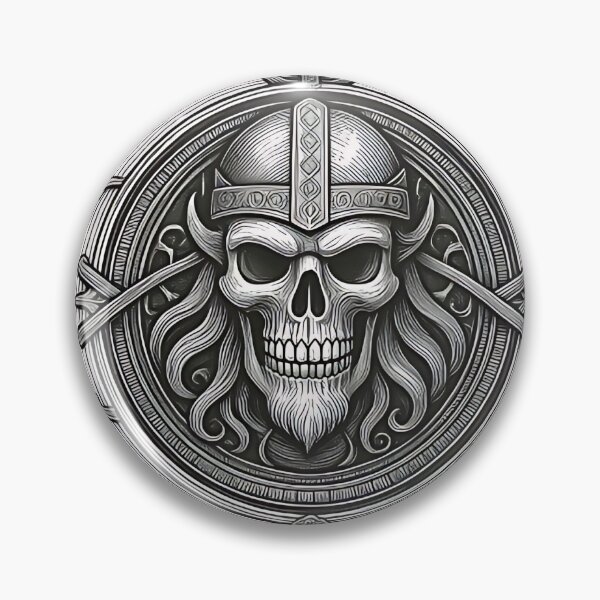 Item preview, Viking Draugr Shield | Norse Skull Etching Emblem designed and sold by DarkOriginArts.
