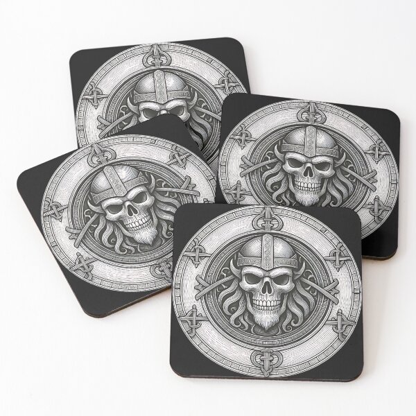Item preview, Viking Draugr Shield | Norse Skull Etching Emblem designed and sold by DarkOriginArts.