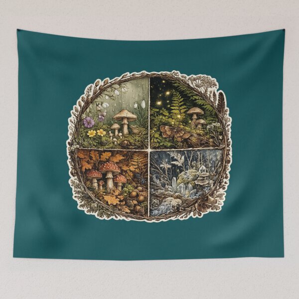 Item preview, Goblincore Four Seasons – Vintage Botanical Nature Illustration Wall Art | Goblincore Art Print Gift designed and sold by irfanshikh.