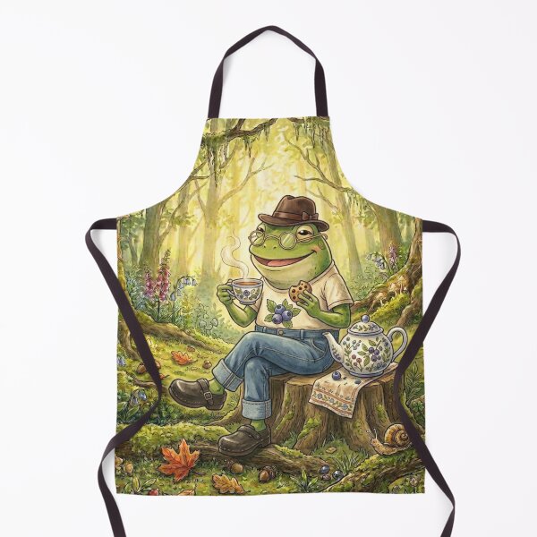 Item preview, Cute Frog Drinking Tea in Straw Hat | Vintage Cottagecore Frog Aesthetic Acrylic Art designed and sold by EnlightArt.