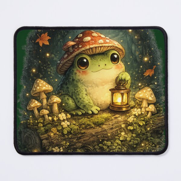 Item preview, Goblincore Frog with Mushroom Hat – Cute Forest Night Kawaii Art | Frog Lover Goblincore Gift designed and sold by irfanshikh.