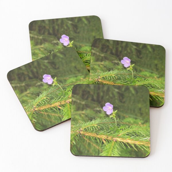 Item preview, Purple wildflower growing through pine needles. Geranium. designed and sold by Sky-99.