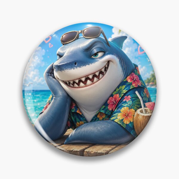 Item preview, Vacation Mode Shark – Funny Hawaiian Beach Shark Kawaii Summer Cartoon designed and sold by MarekoraStudio.