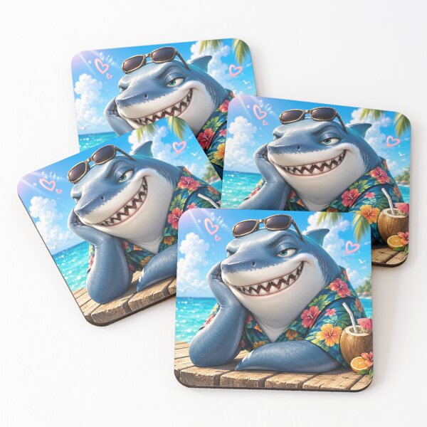 Item preview, Vacation Mode Shark – Funny Hawaiian Beach Shark Kawaii Summer Cartoon designed and sold by MarekoraStudio.