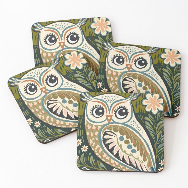 Item preview, Folk Art Owl Print | Colorful Botanical Owl Painting  designed and sold by Filora Atelier | Bird Art.