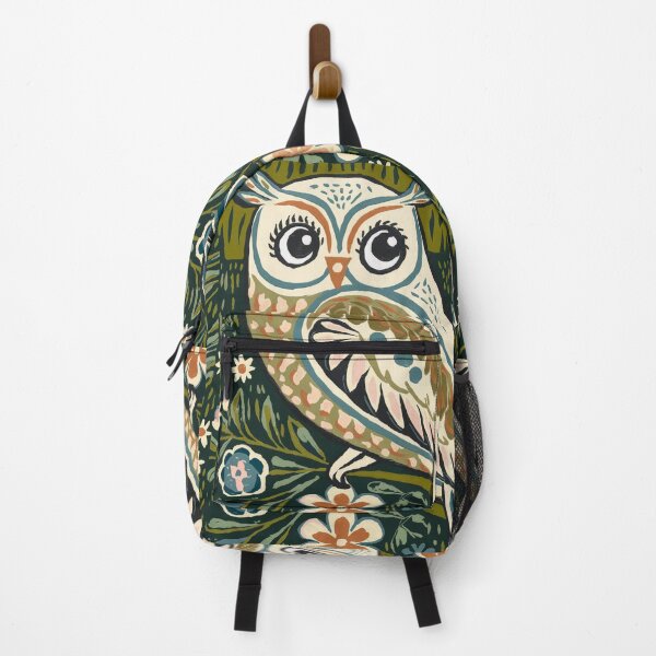 Item preview, Folk Art Owl Print | Colorful Botanical Owl Painting  designed and sold by Filora Atelier | Bird Art.