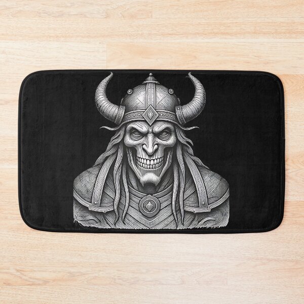 Item preview, Undead Viking Berserker | Horned Draugr Skull Etching designed and sold by DarkOriginArts.