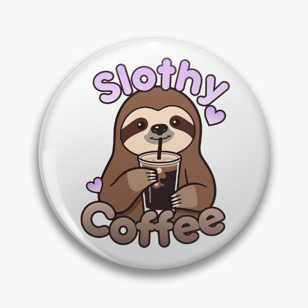 Item preview, Slothy coffee cute sloth artwork drinking iced coffee in lavender and browns kawaii sloth designed and sold by Robobonez.