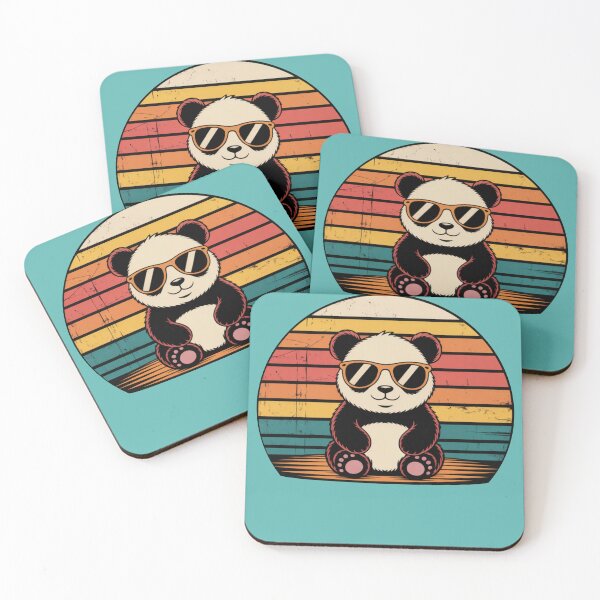 Item preview, Cute Panda with Sunglasses – Retro Cool Panda T-Shirt Design designed and sold by Biedroneczka.