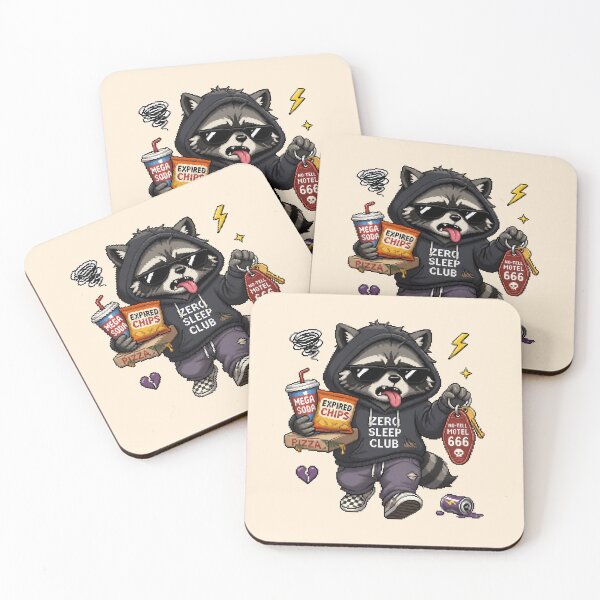 Item preview, Zero Sleep Club Raccoon Pixel Art Graphic designed and sold by Motel Mirage.