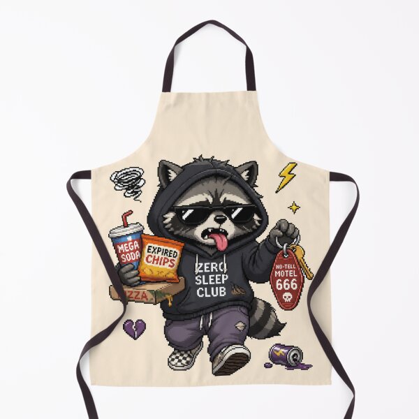Item preview, Zero Sleep Club Raccoon Pixel Art Graphic designed and sold by Motel Mirage.