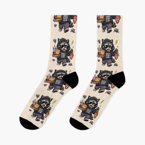Item preview, Zero Sleep Club Raccoon - Tired Raccoon with Snacks, Funny Meme designed and sold by Motel Mirage.
