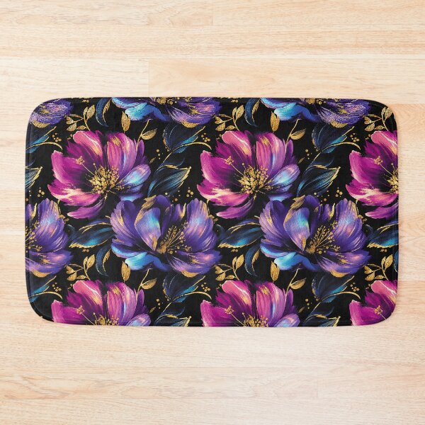 Item preview, Golden accents, pink, purple, violet, blue acrylic flowers designed and sold by ColdStarfish.
